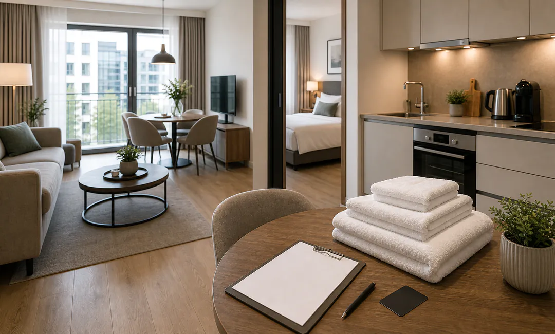 Serviced Apartment mit Turnover-Checkliste für professionelle Betreiber