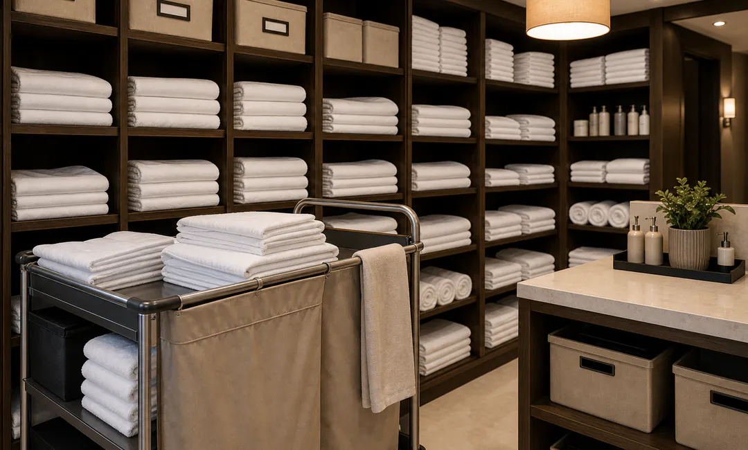 Wäschepunkt und Etagenwagen für Hotel Support und Housekeeping organisiert
