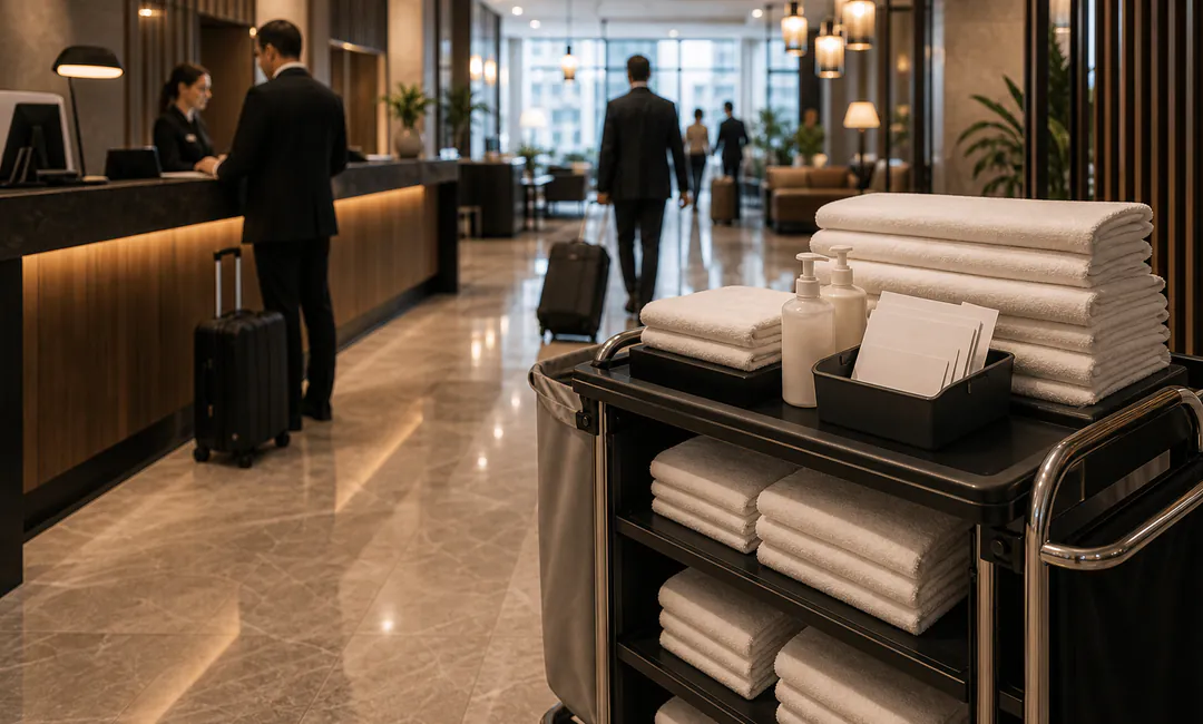 Peak-Support für Hotels Peak-Support im Hotel mit Wäschewagen und Check-in-orientierter Priorisierung